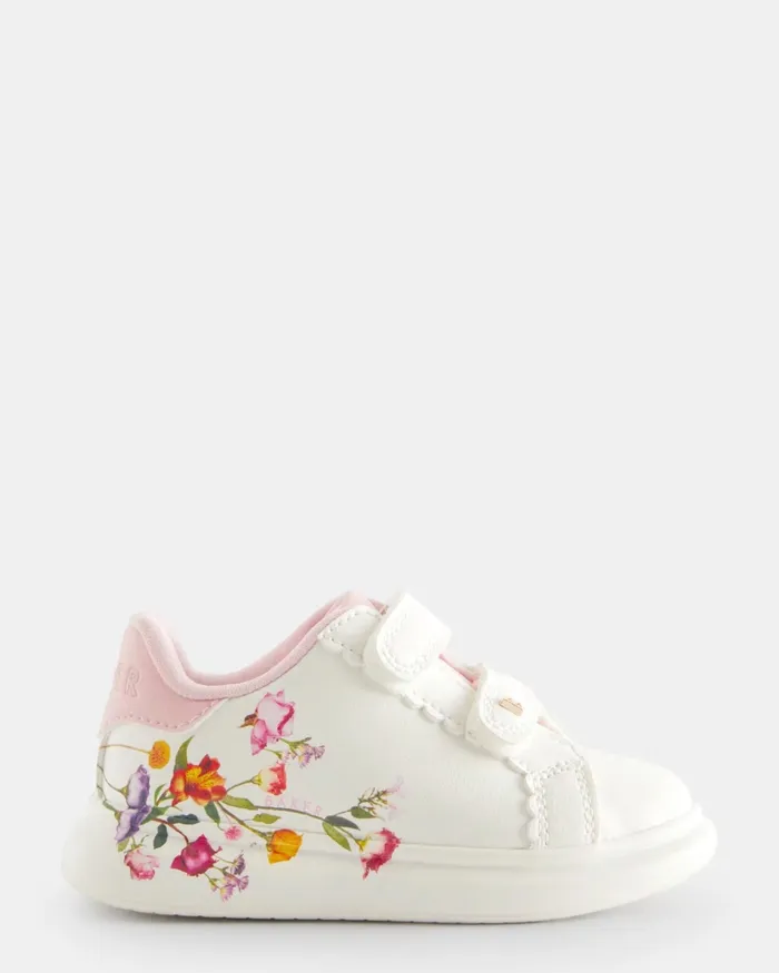 Kids LEYANHA 8211 Chunky Floral Detail Strap Trainers White Ted Baker Younger Girls
