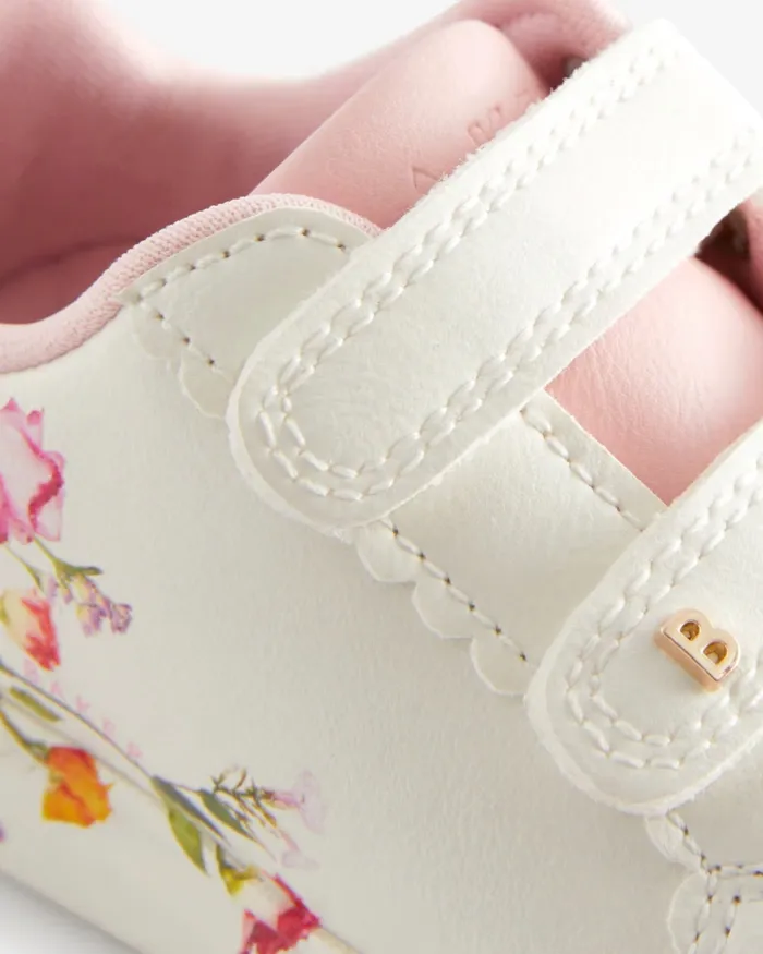 Kids LEYANHA 8211 Chunky Floral Detail Strap Trainers White Ted Baker Younger Girls