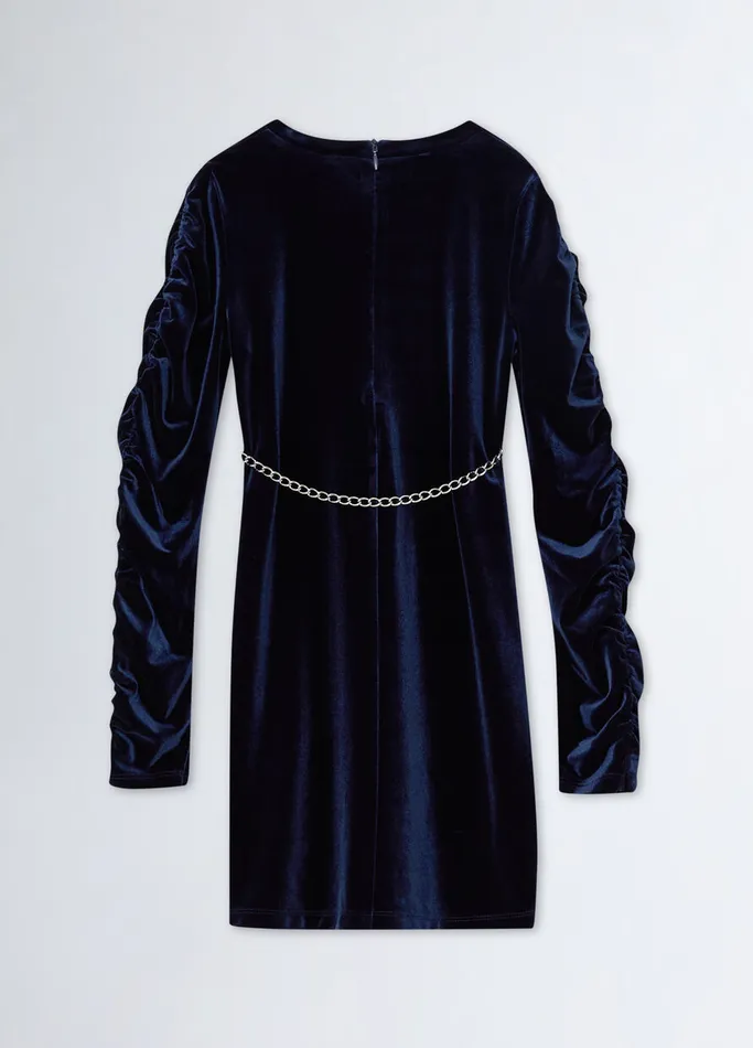 Kids Liujo Dresses and Jumpsuits Belted Velvet Dress Blue