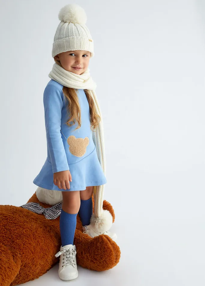 Kids Liujo Dresses and Jumpsuits Fleece Dress With Rhinestones Blue