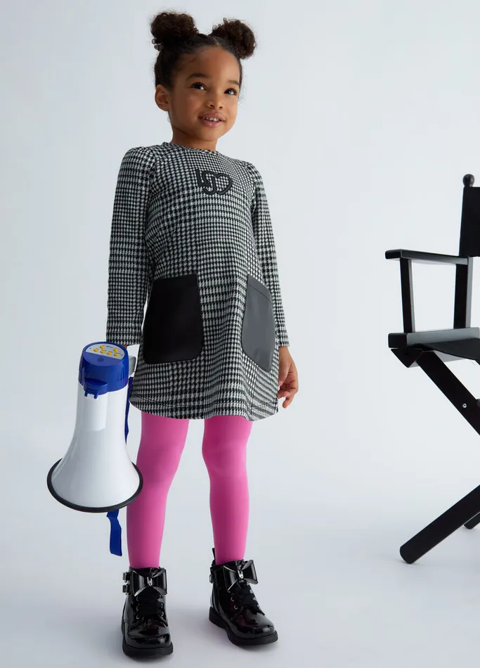 Kids Liujo Dresses and Jumpsuits Houndstooth Dress Black