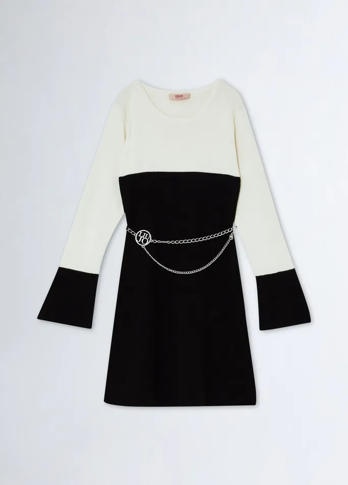 Kids Liujo Dresses and Jumpsuits Knit Dress With Belt Black