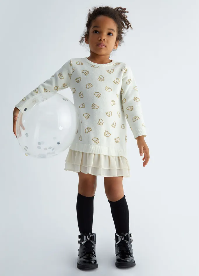 Kids Liujo Dresses and Jumpsuits Knit Jacquard Dress White