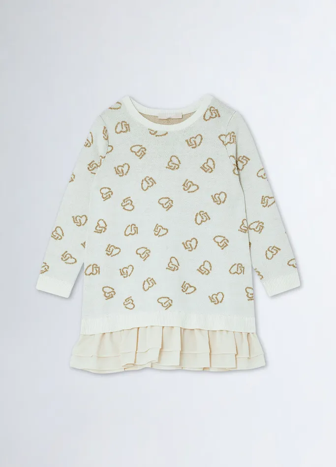 Kids Liujo Dresses and Jumpsuits Knit Jacquard Dress White