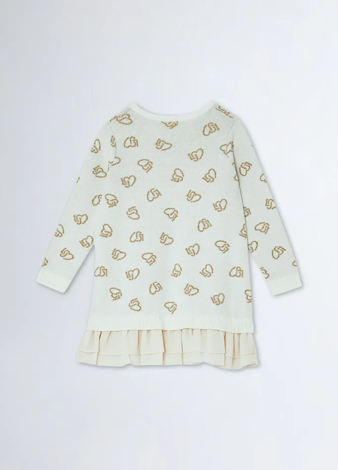 Kids Liujo Dresses and Jumpsuits Knit Jacquard Dress White