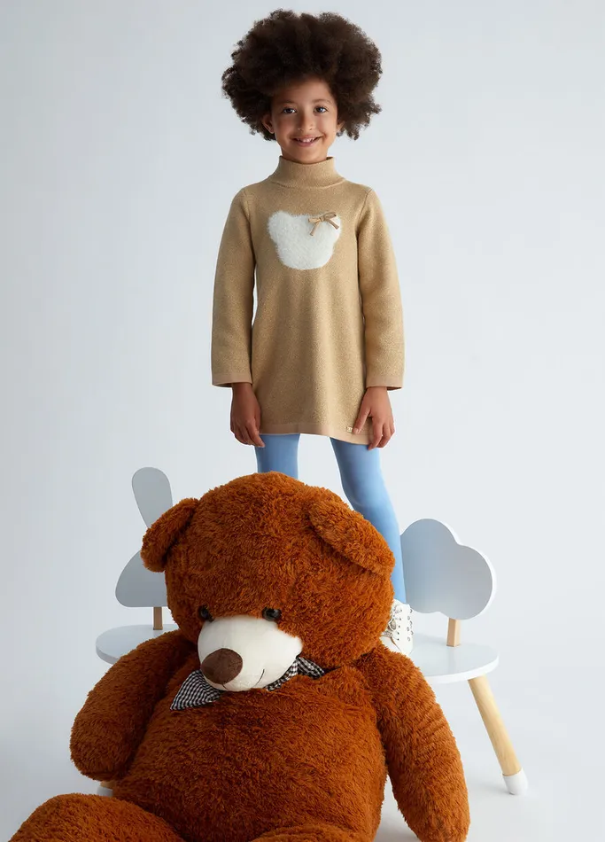 Kids Liujo Dresses and Jumpsuits Lurex Knit Dress Beige