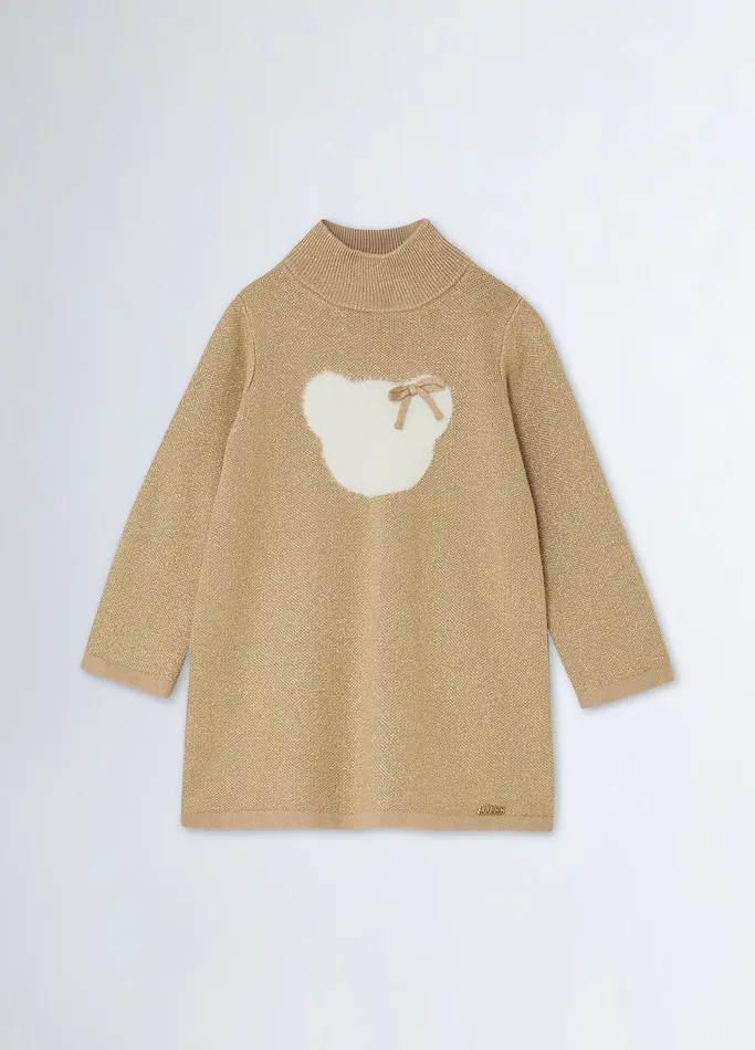 Kids Liujo Dresses and Jumpsuits Lurex Knit Dress Beige