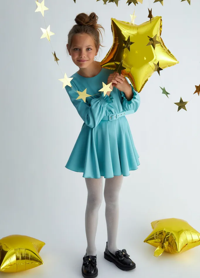 Kids Liujo Dresses and Jumpsuits Satin Dress With Belt Green