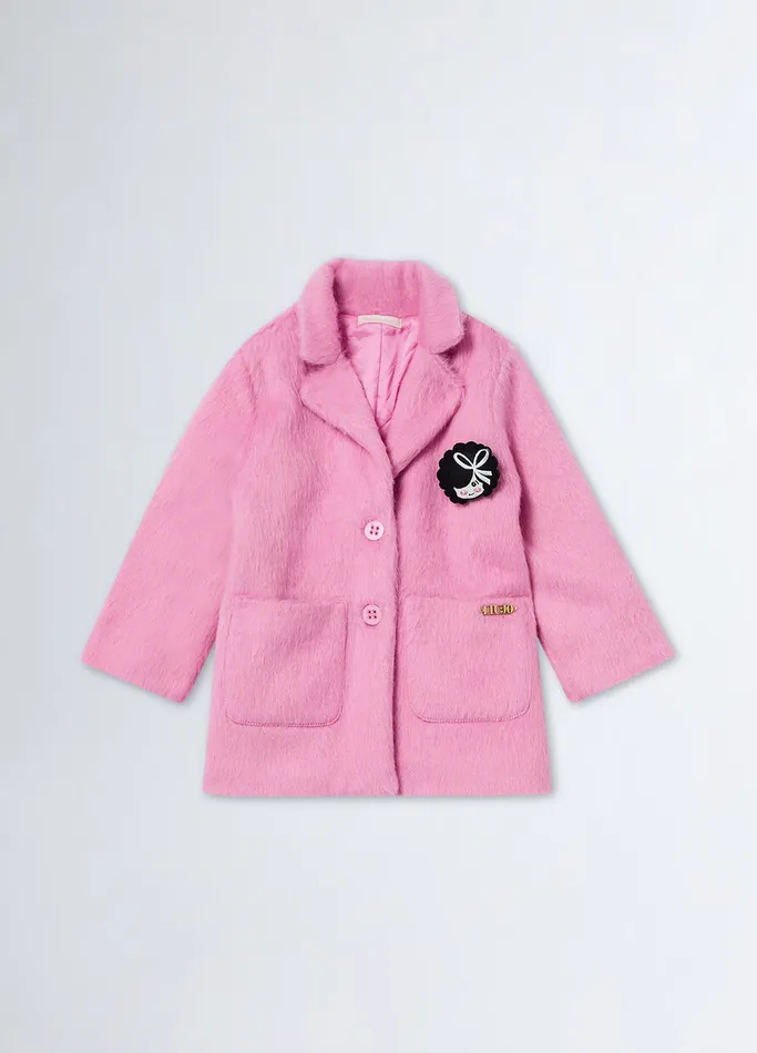 Kids Liujo Outerwear Coat With Brooch Pink