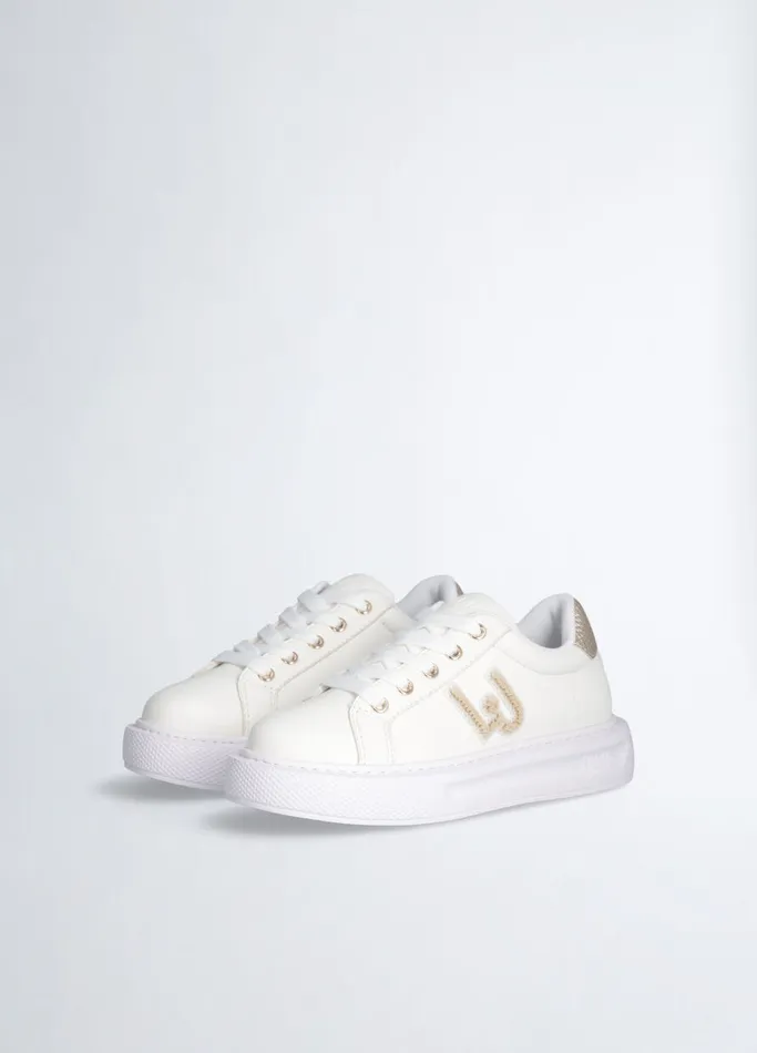 Kids Liujo Shoes White Sneakers With Logo Patch