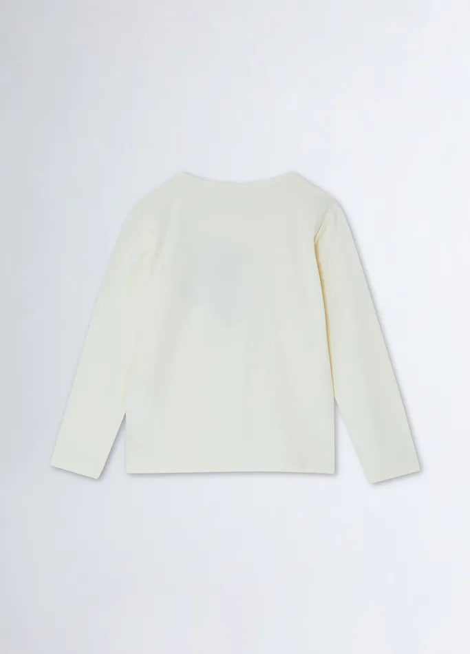 Kids Liujo Topwear Printed TShirt With Rhinestones White