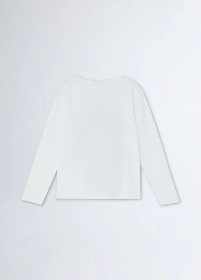 Kids Liujo Topwear Printed TShirt With Rhinestones White