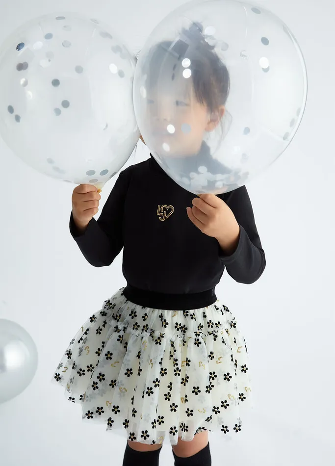 Kids Liujo Topwear TShirt With Heart And Gemstones Black
