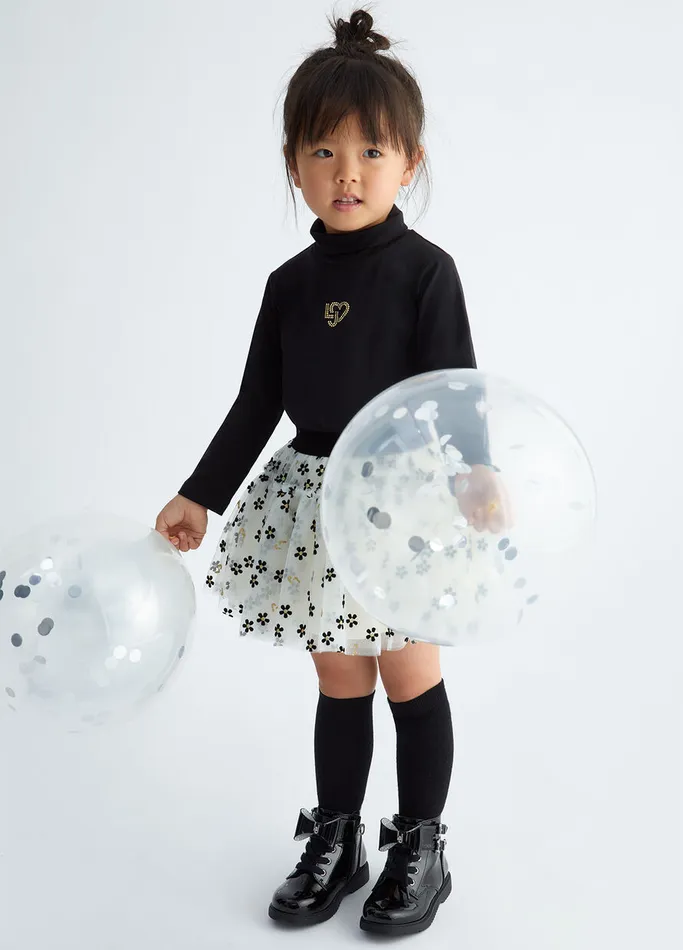 Kids Liujo Topwear TShirt With Heart And Gemstones Black