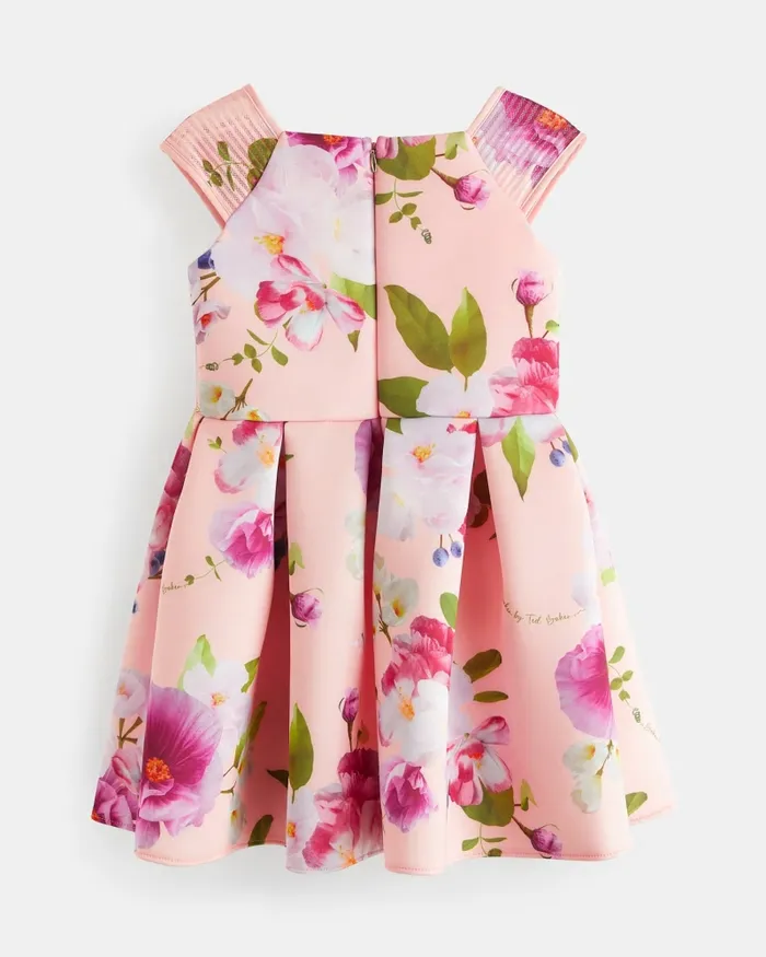 Kids LOVIEEY 8211 Floral Scuba Dress With Striped Straps Coral Ted Baker Dresses Kids LOVIEEY 8211 Floral Scuba Dress With Striped Straps Coral Ted Baker Dresses
