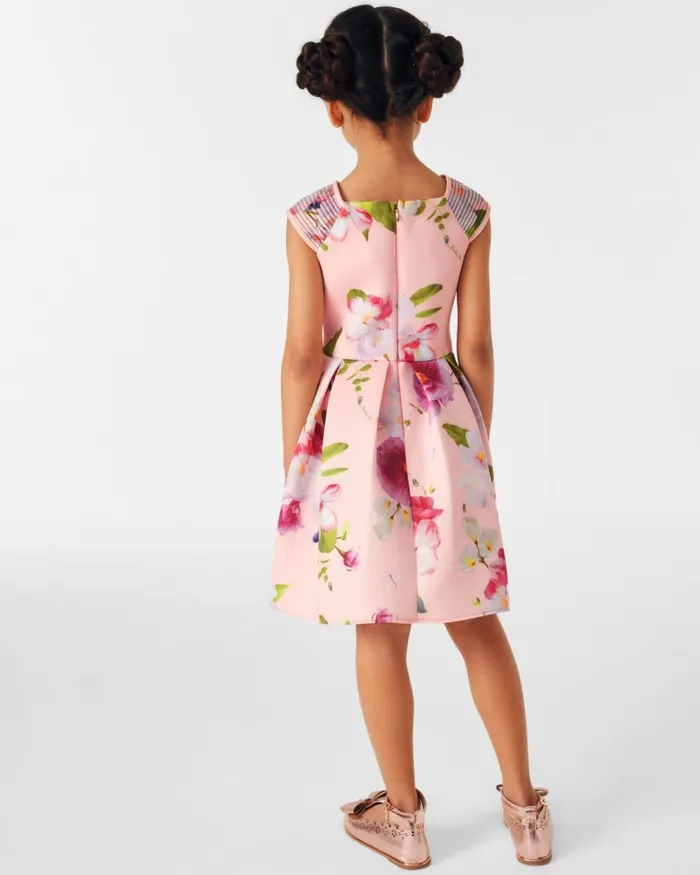 Kids LOVIEEY 8211 Floral Scuba Dress With Striped Straps Coral Ted Baker Dresses Kids LOVIEEY 8211 Floral Scuba Dress With Striped Straps Coral Ted Baker Dresses