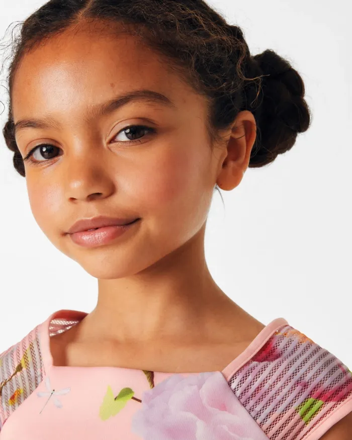 Kids LOVIEEY 8211 Floral Scuba Dress With Striped Straps Coral Ted Baker Dresses Kids LOVIEEY 8211 Floral Scuba Dress With Striped Straps Coral Ted Baker Dresses