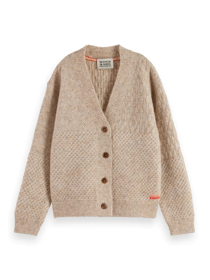 Kids MELANGE BLOCKED CARDIGAN Oatmeal Melange Scotch and Soda Knitwear