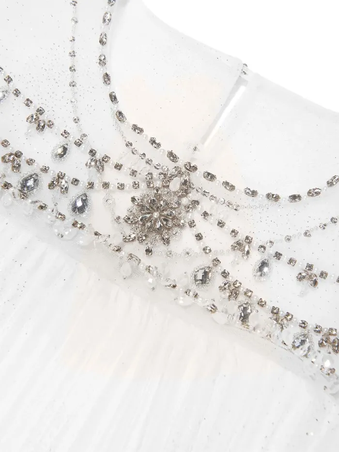 Kids Midi Dresses Marchesa JewelEmbellished Tulle Dress Cream