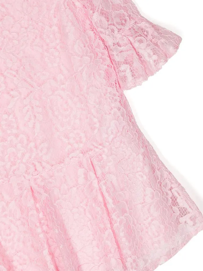 Kids Midi Dresses Marchesa VolantEmbroidered Lace Dress Pink