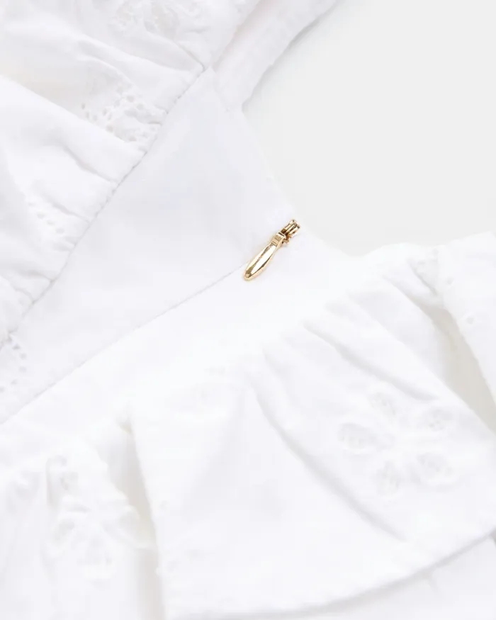 Kids MIRRIEY 8211 Broderie Layered Frill Cotton Dress White Ted Baker Dresses