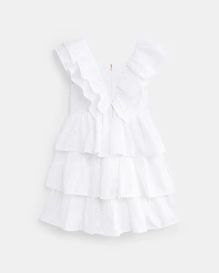 Kids MIRRIEY 8211 Broderie Layered Frill Cotton Dress White Ted Baker Dresses Kids MIRRIEY 8211 Broderie Layered Frill Cotton Dress White Ted Baker Dresses