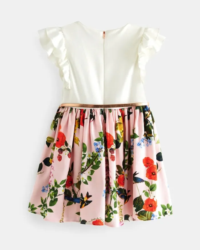 Kids MURDINA 8211 Frill Sleeve Mockable Dress With Belt Pink Ted Baker Dresses Kids MURDINA 8211 Frill Sleeve Mockable Dress With Belt Pink Ted Baker Dresses