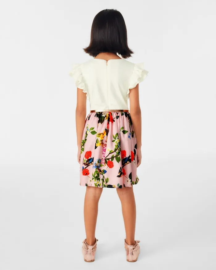 Kids MURDINA 8211 Frill Sleeve Mockable Dress With Belt Pink Ted Baker Dresses Kids MURDINA 8211 Frill Sleeve Mockable Dress With Belt Pink Ted Baker Dresses