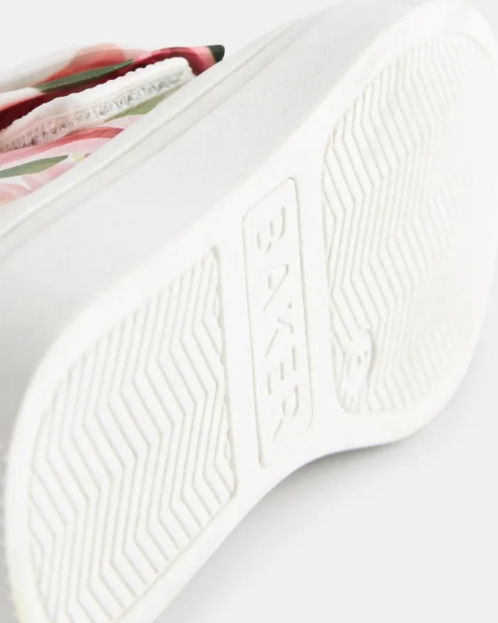 Kids NOVATAY 8211 Floral Print Bow Trainers White Ted Baker Younger Girls