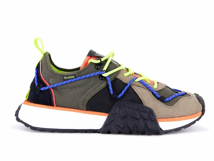 Kids Palladium Sneakers Troop Runner Lace It Olive Night Firecracker