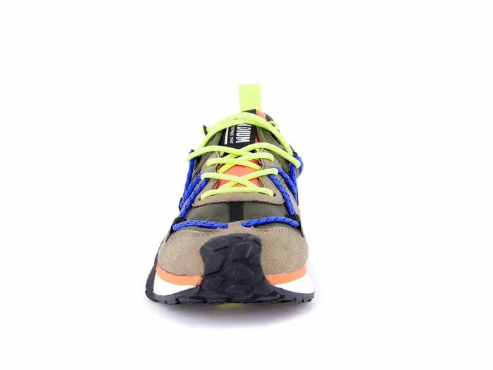 Kids Palladium Sneakers Troop Runner Lace It Olive Night Firecracker
