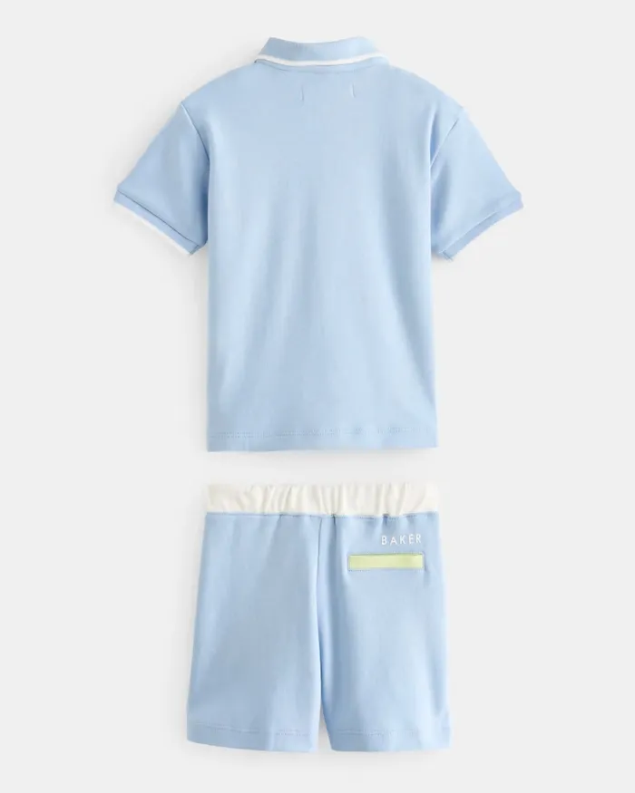 Kids RADU 8211 Colour Block Polo Shirt And Shorts Set Blue Ted Baker Sets and Outfits Kids RADU 8211 Colour Block Polo Shirt And Shorts Set Blue Ted Baker Sets and Outfits