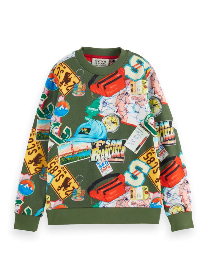 Kids REGULARFIT ALLOVER PRINTED SWEATSHIRT Souvenir Print Colourful Scotch and Soda Sweatshirts and Hoodies