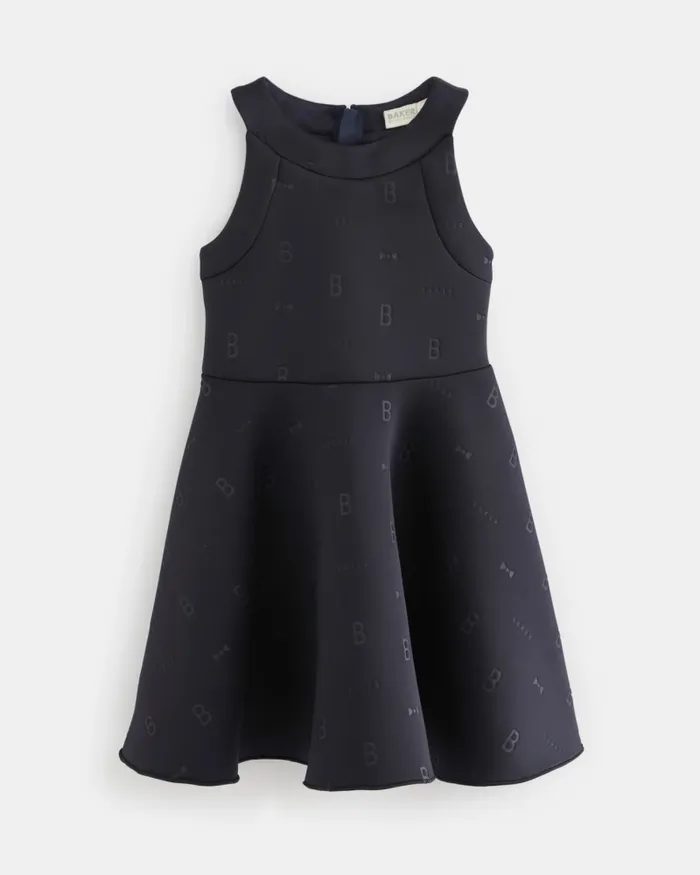 Kids REMELE 8211 Logo Detail Sleeveless Scuba Dress Navy Ted Baker Dresses