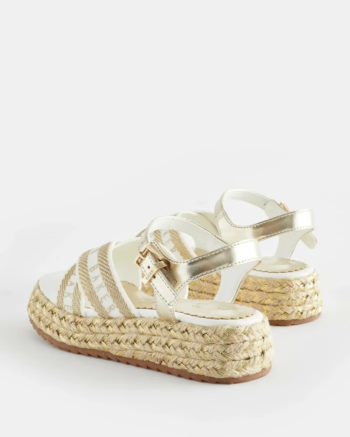 Kids ROSABLE 8211 Metallic Webbing Flatform Wedge Sandals Gold Ted Baker Older Girls Kids ROSABLE 8211 Metallic Webbing Flatform Wedge Sandals Gold Ted Baker Older Girls