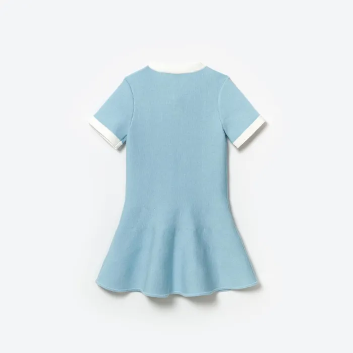 Kids Self Portrait Blue Knit Mini Dress