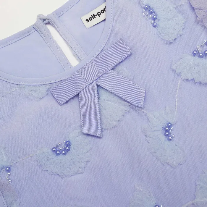 Kids Self Portrait Blue Tulle Midi Dress