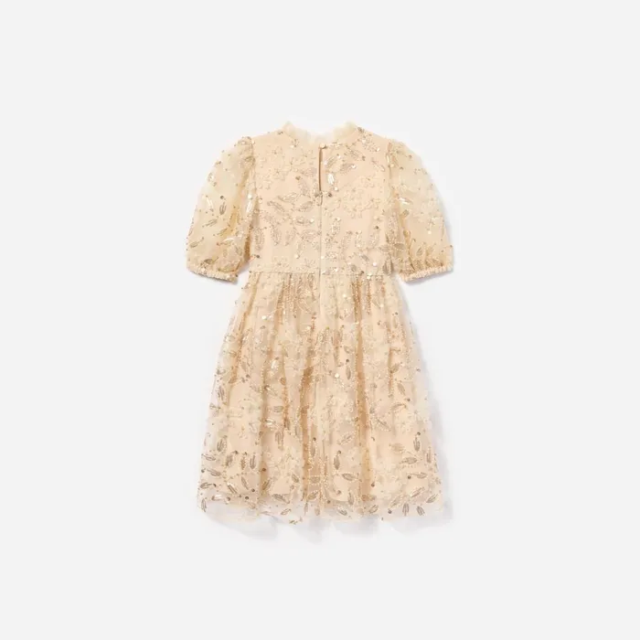 Kids Self Portrait Cream Sequin Tulle Dress