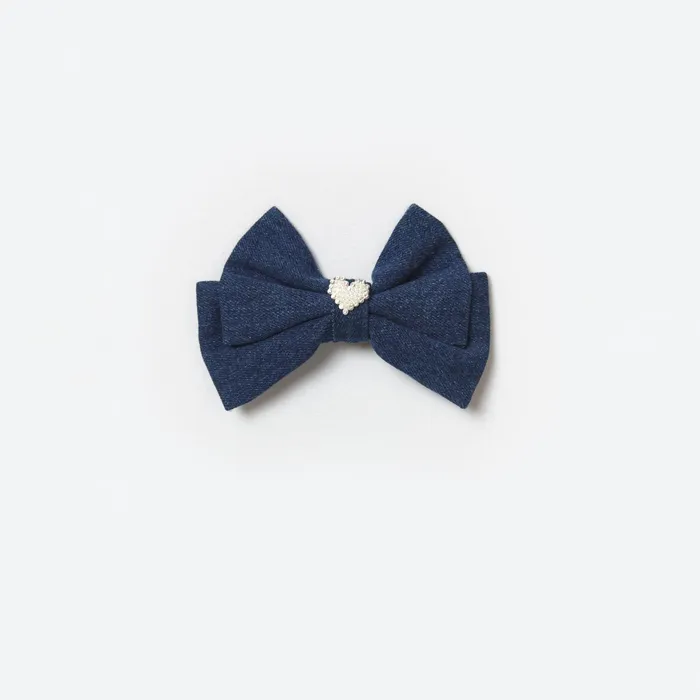 Kids Self Portrait Denim Bow Hairclip