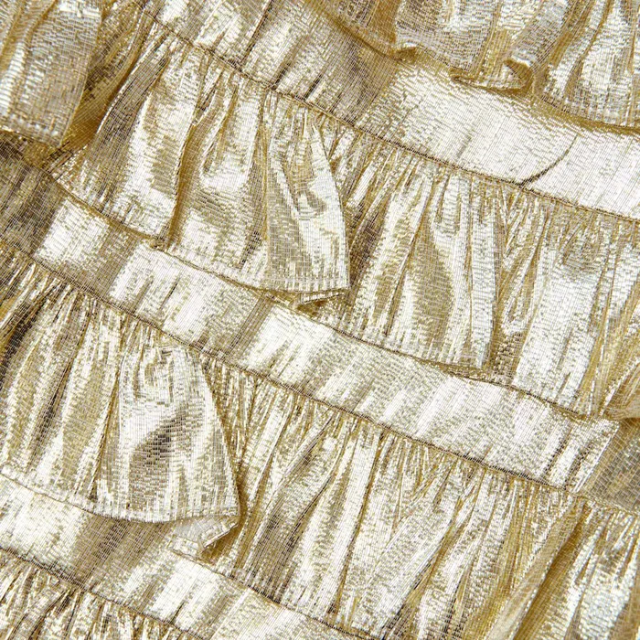 Kids Self Portrait Gold Metallic Frill Dress