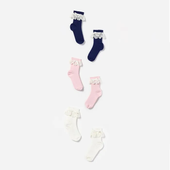 Kids Self Portrait Lace Trim Bow Socks