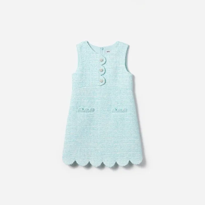 Kids Self Portrait Mint Boucle Dress