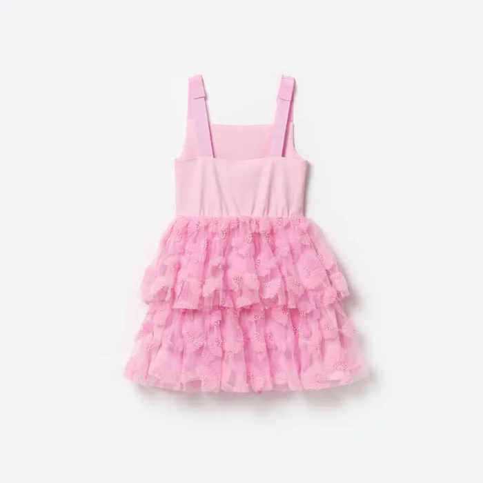 Kids Self Portrait Pink Jersey And Tulle Dress