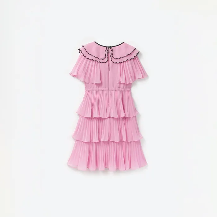 Kids Self Portrait Pink Scallop Collar Chiffon Dress