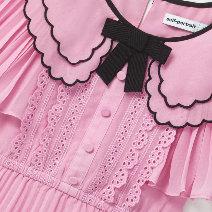 Kids Self Portrait Pink Scallop Collar Chiffon Dress
