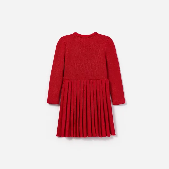 Kids Self Portrait Red Knit Pleated Dress