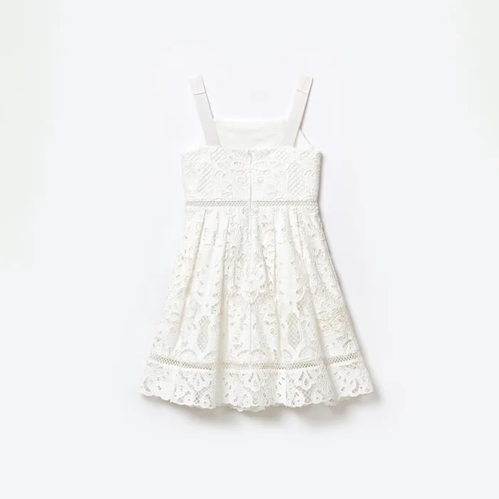 Kids Self Portrait White Cotton Lace Mini Dress