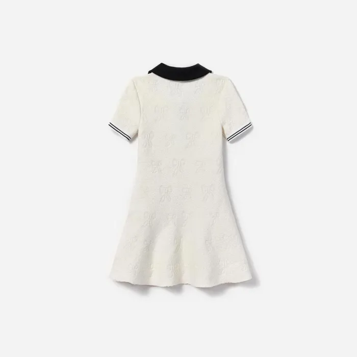 Kids Self Portrait White Jacquard Knit Dress