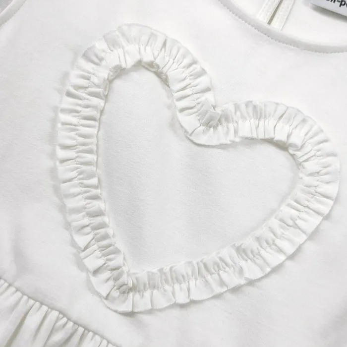 Kids Self Portrait White Jersey Ruffle Heart Dress