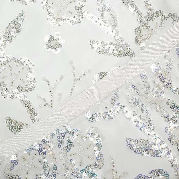 Kids Self Portrait White Sequin Tulle Midi Dress